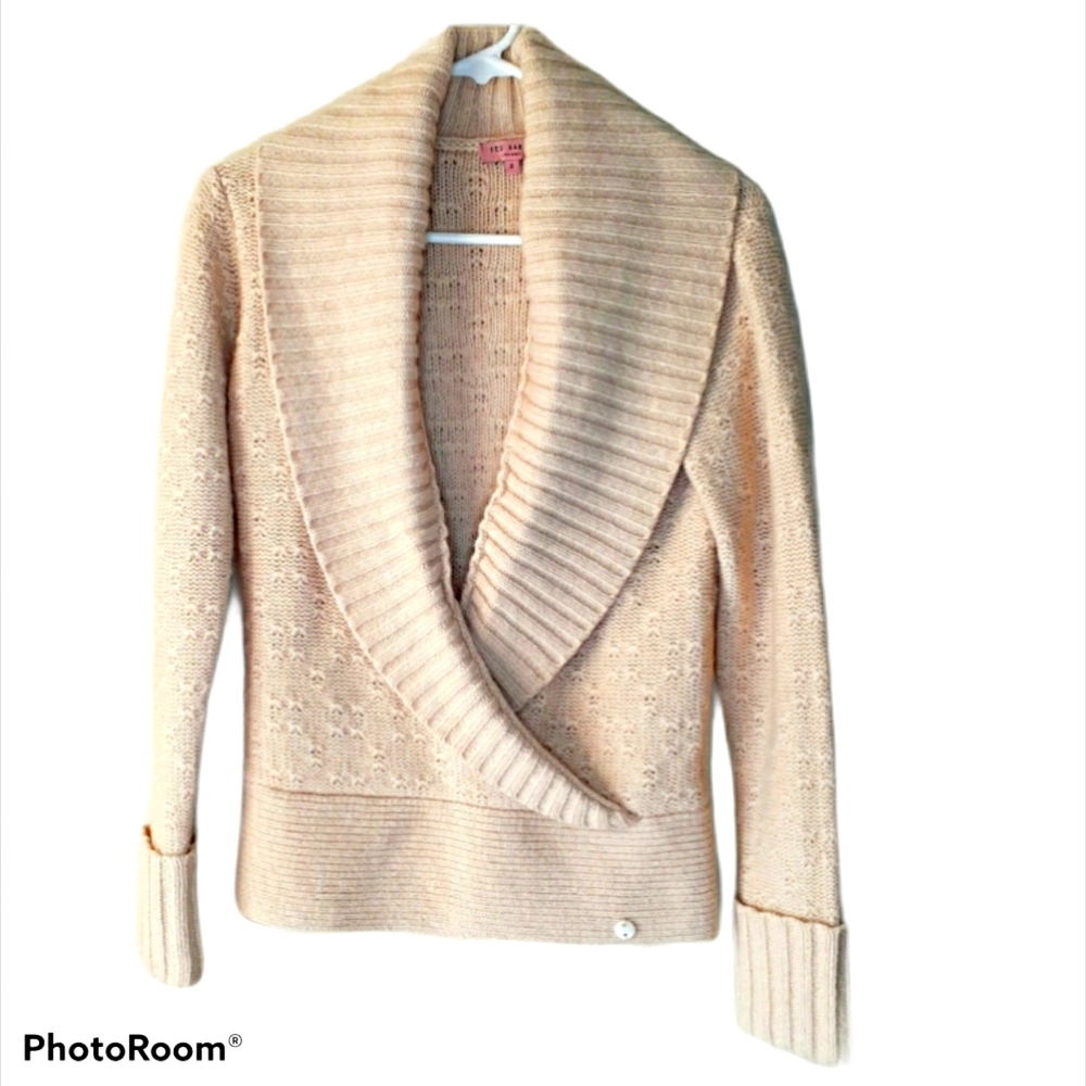Ted Baker Women's Cream Wrap Sweater. Size 2